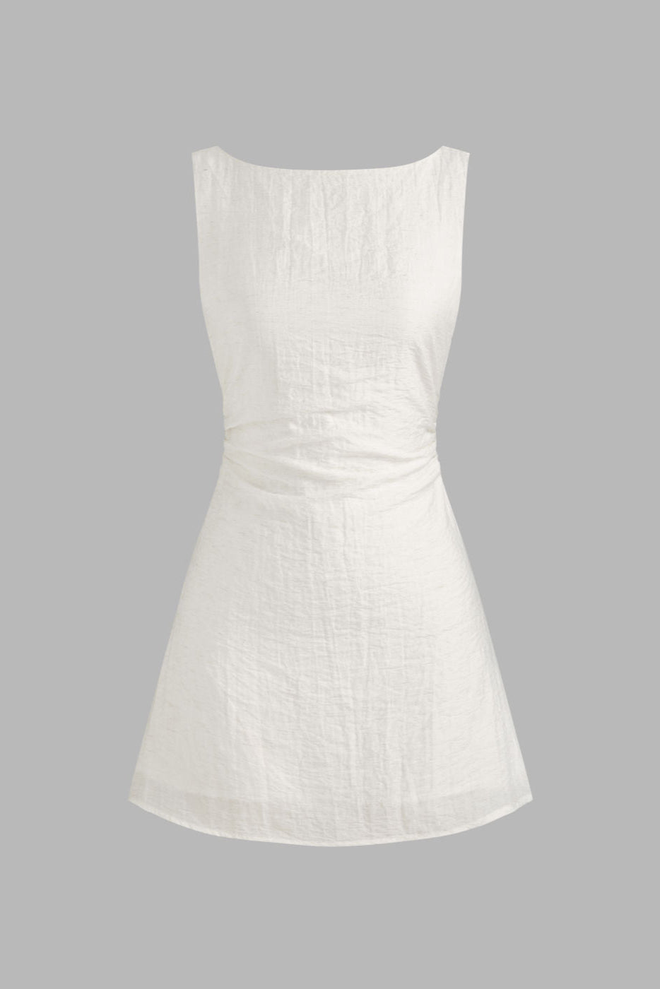 ELENA – Vestido Corto Escote Barco con Lazo en Espalda en Blanco Nieve