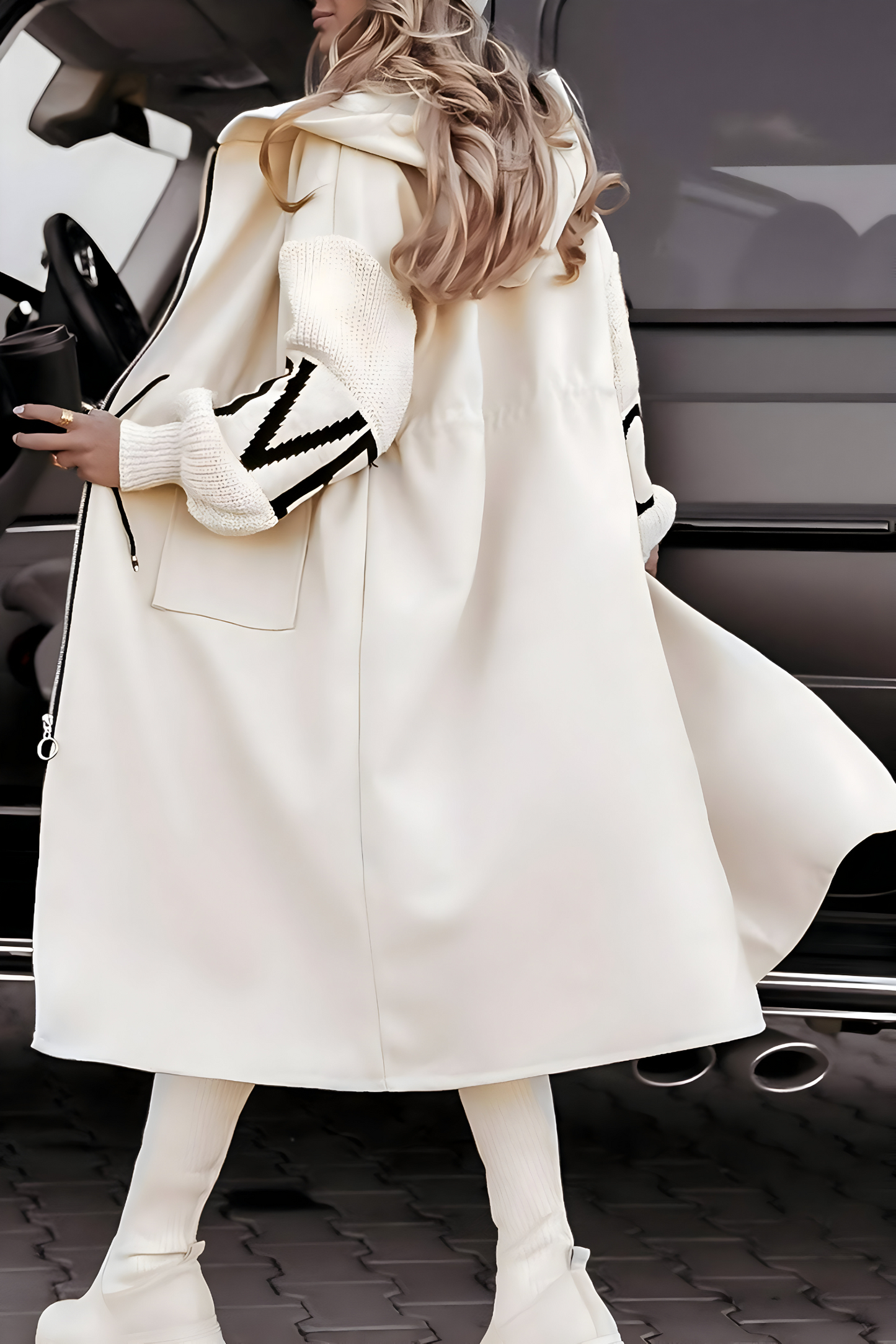 PEGGY - Chaqueta de mujer con mangas de punto y capucha