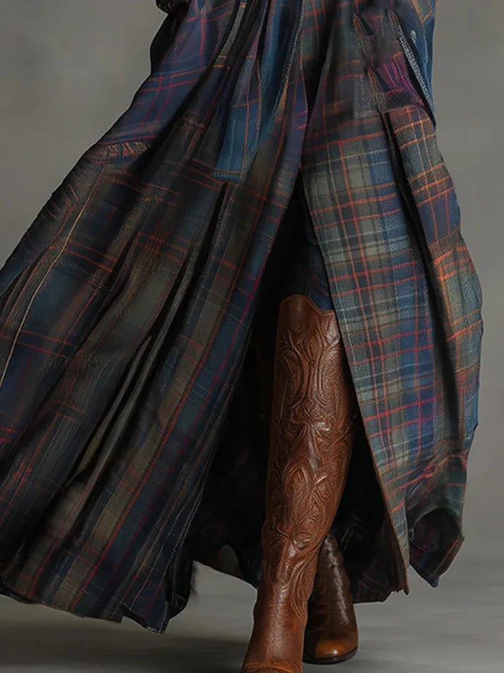 EDURNE – Vestido maxi en ante azul