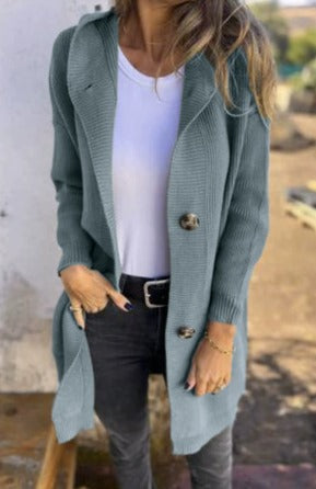 AMAYA – Cardigan Largo con Botones Oversize y Bolsillos Laterales