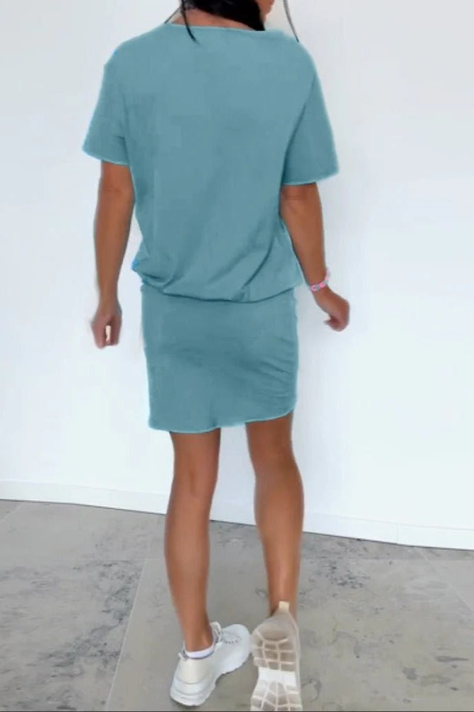 GIULIA – Vestido Elástico de Manga Corta con Corte Ajustado y Estilo Relajado