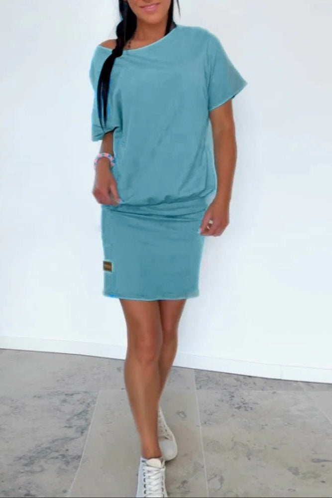 GIULIA – Vestido Elástico de Manga Corta con Corte Ajustado y Estilo Relajado