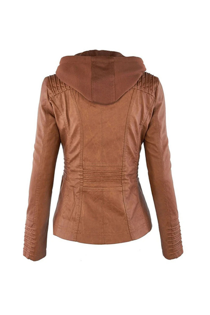 ELVIRA – Chaqueta de piel moderna con capucha