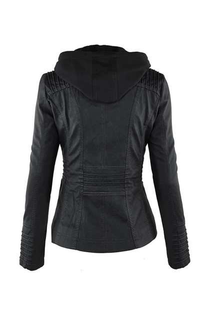 ELVIRA – Chaqueta de piel moderna con capucha