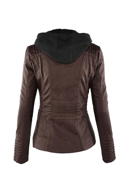 ELVIRA – Chaqueta de piel moderna con capucha