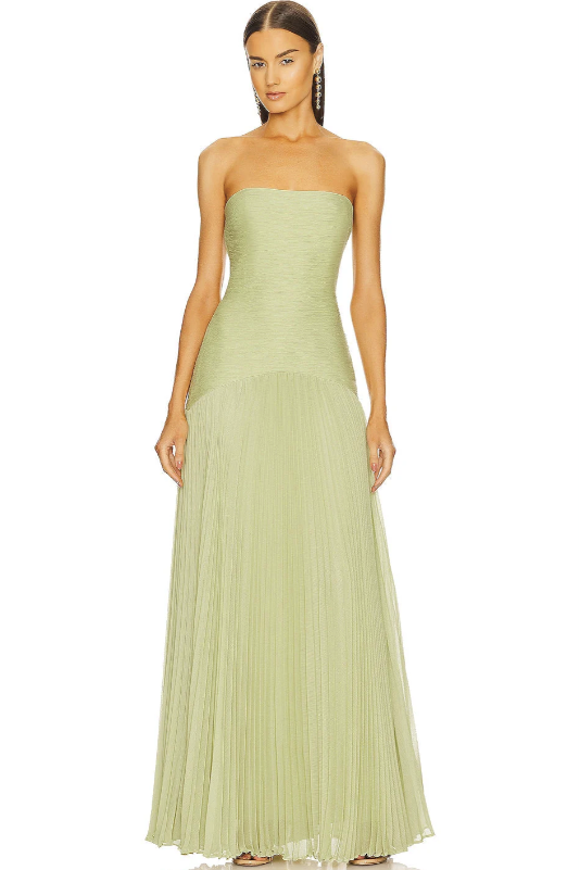 DALIA – Vestido Largo Sin Mangas en Tono Pistacho