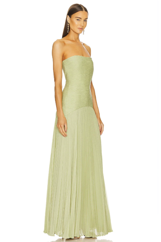 DALIA – Vestido Largo Sin Mangas en Tono Pistacho