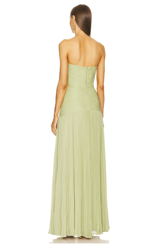 DALIA – Vestido Largo Sin Mangas en Tono Pistacho