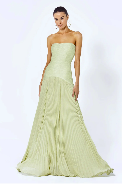 DALIA – Vestido Largo Sin Mangas en Tono Pistacho