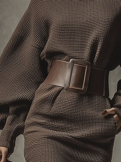 ELENA – Vestido corto de malla con cinturón estructurado