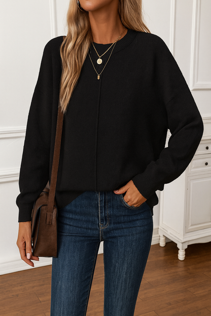 MIREIA – Jersey Oversize de Punto Suave con Costura Frontal para uso diario