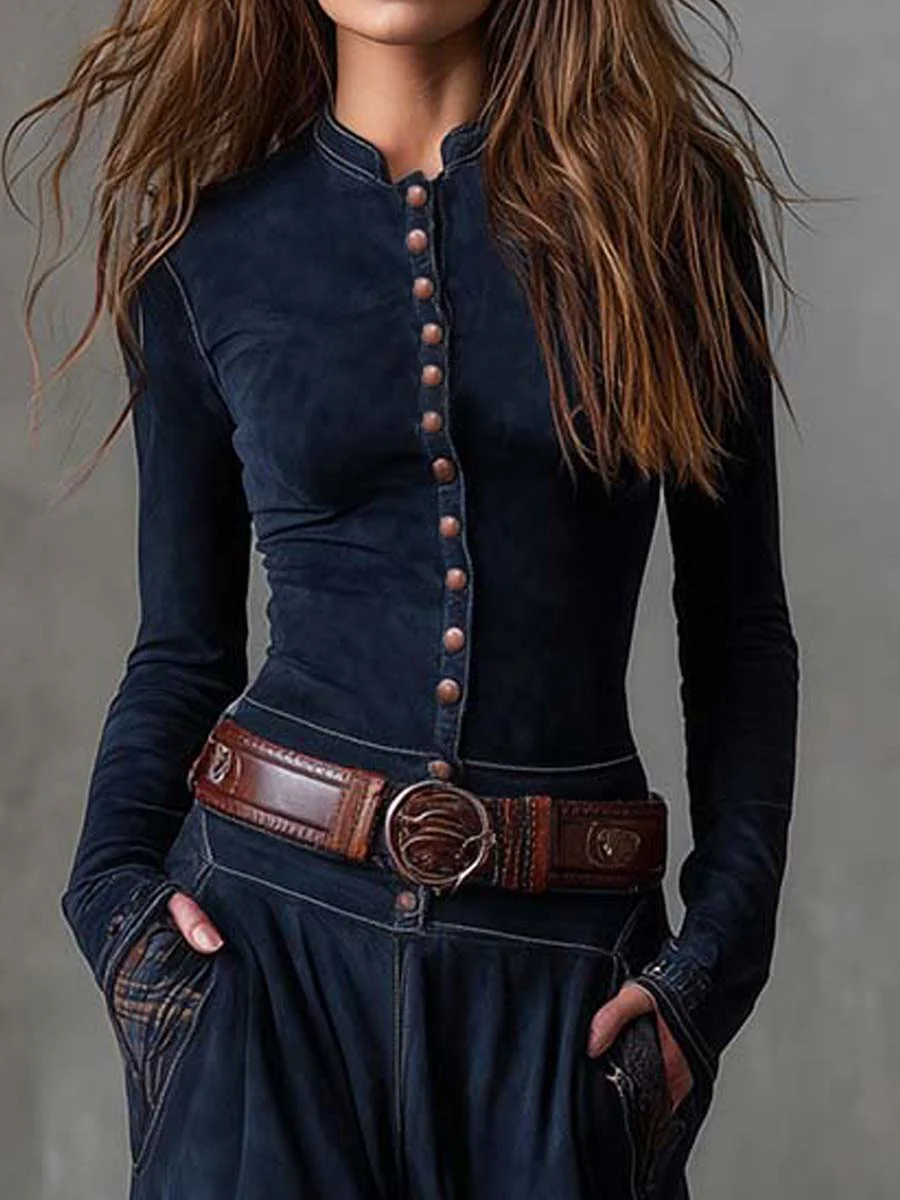 AZUCENA – Vestido maxi de ante con cinturón