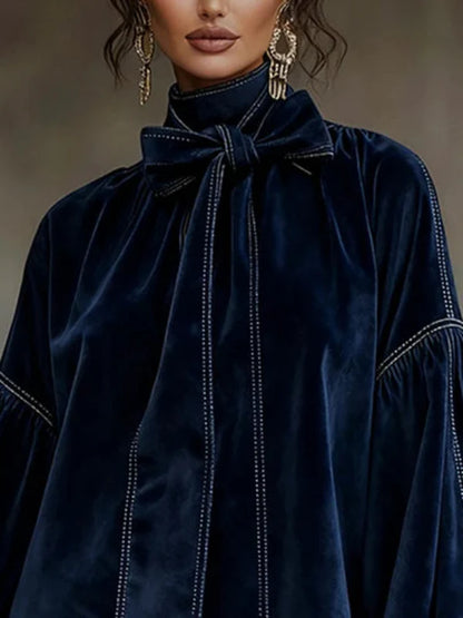 JIMENA – Vestido mini de terciopelo con mangas farol