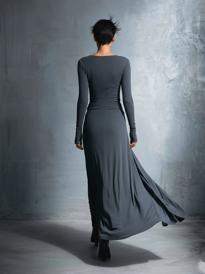 NAIARA – Vestido maxi con nudo lateral