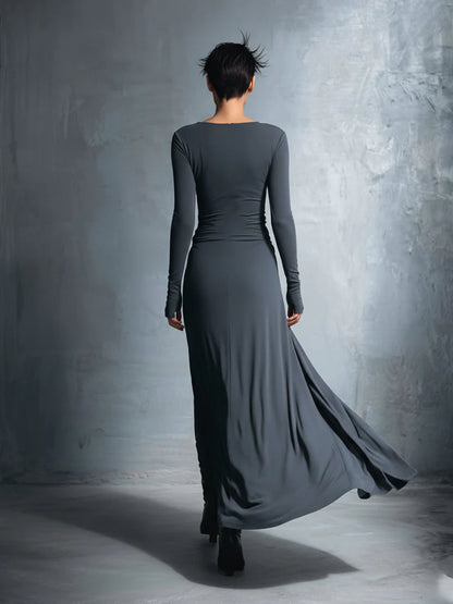 NAIARA – Vestido maxi con nudo lateral