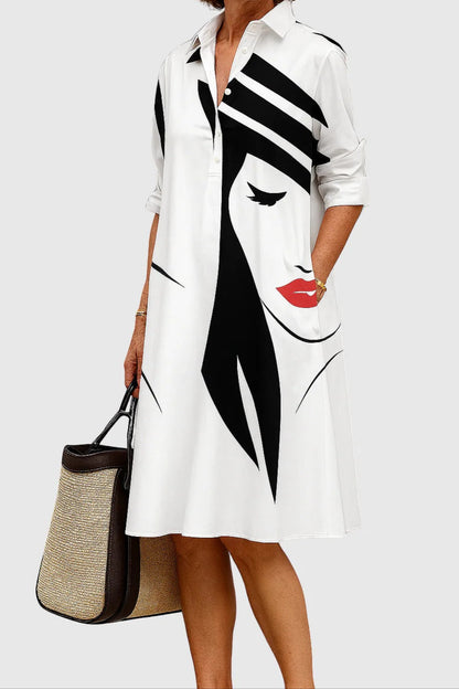 MIREILLE – Vestido Camisero Elegante de Corte Midi con Silueta Relajada y Sofisticada