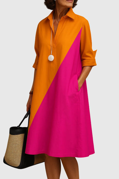 MIREILLE – Vestido Camisero Elegante de Corte Midi con Silueta Relajada y Sofisticada