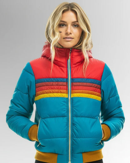 MAITE – Abrigo Acolchado Cortavientos con Capucha y Diseño Retro