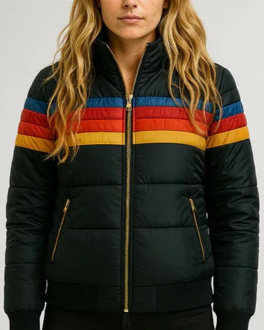 MAITE – Abrigo Acolchado Cortavientos con Capucha y Diseño Retro