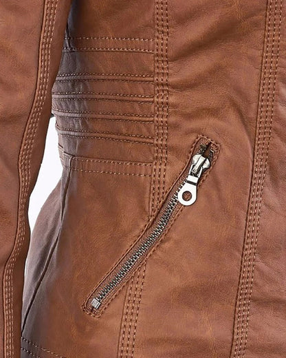 ELVIRA – Chaqueta de piel moderna con capucha