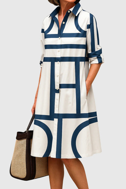 MIREILLE – Vestido Camisero Elegante de Corte Midi con Silueta Relajada y Sofisticada