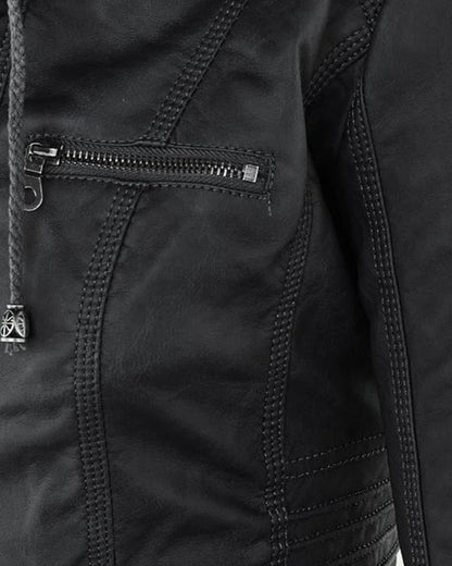 ELVIRA – Chaqueta de piel moderna con capucha